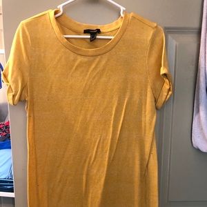 yellow cuffed sleeve t shirt dress